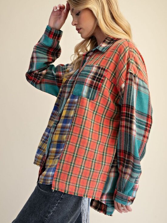 easel Tops - NWT Super Soft Easel Mixed Button Down Shirt